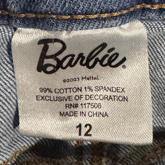 Barbie Girls Denim Jeans Big Girl Size 12 Embellished Patches - Picture 6 of 10